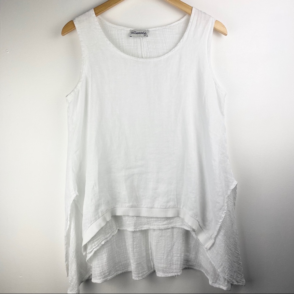 Ellamoda 100% Flax Linen White Tank EU Made